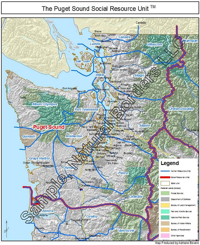 Puget Sound map Social Resource Units of the Western USA